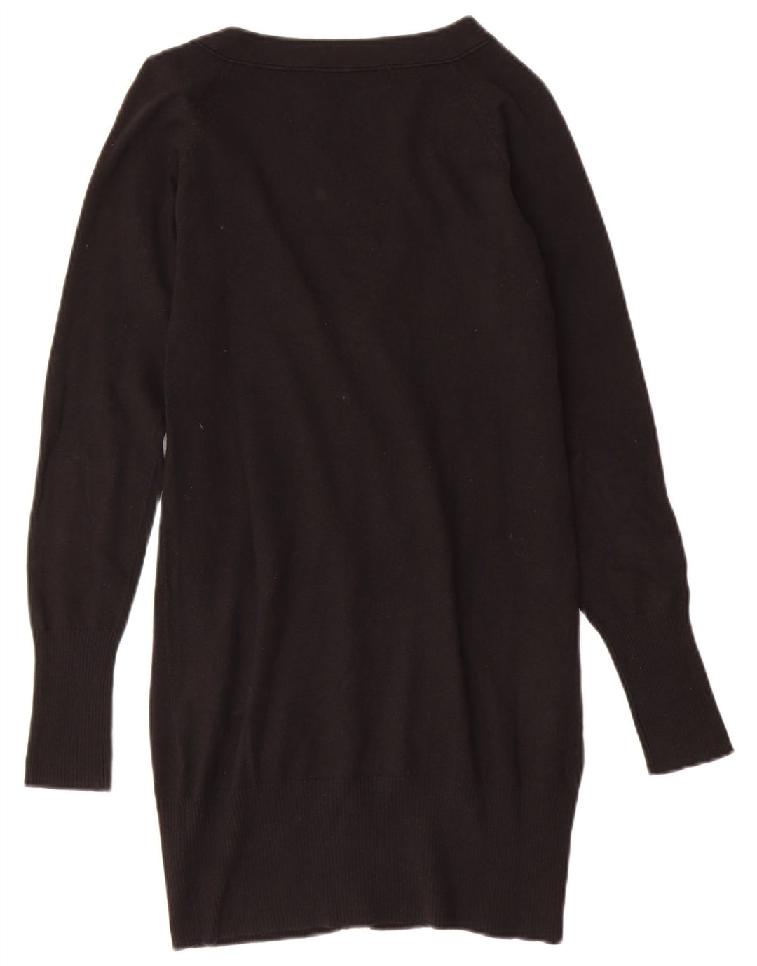 ZARA Womens Longline Cardigan Sweater UK 12 Medium Black Cotton