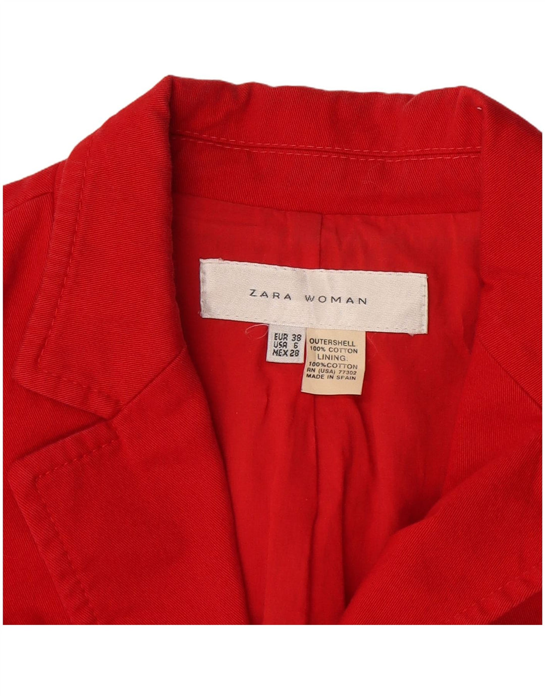 Giacca blazer a 2 bottoni da donna Zara EU 38 piccola in cotone rosso