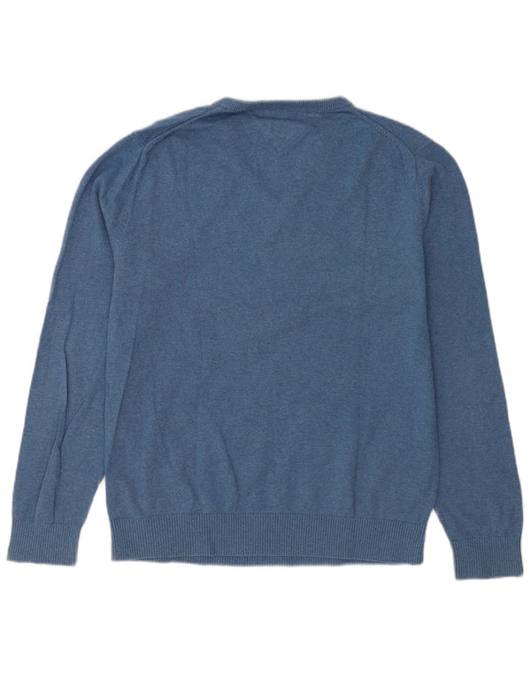 Maglione maglione con scollo a V da uomo Tommy Hilfiger grande cotone blu