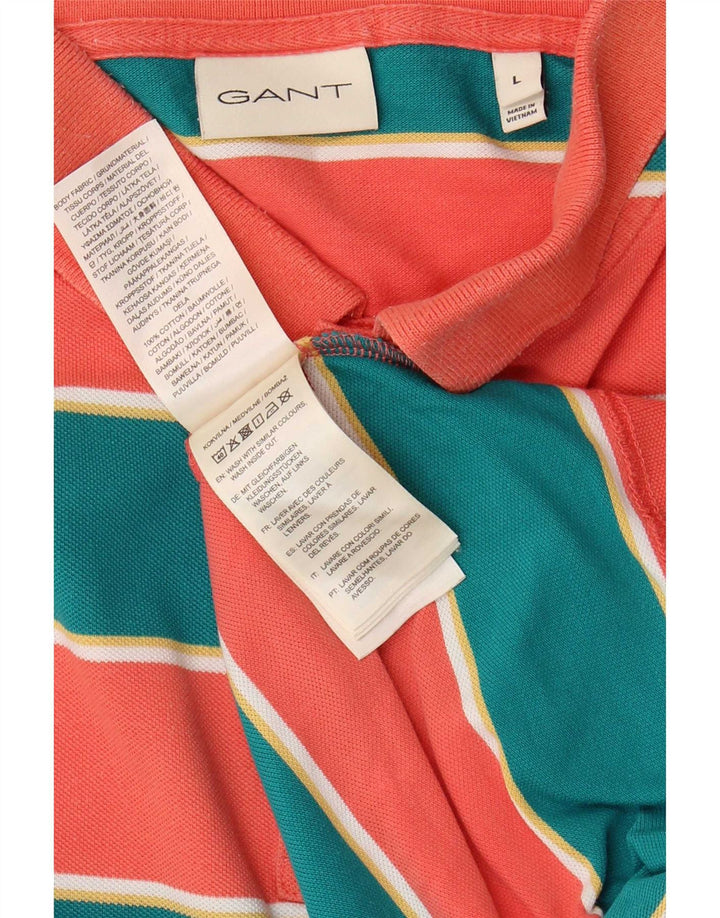 Polo da uomo Gant grande in cotone a righe multicolori