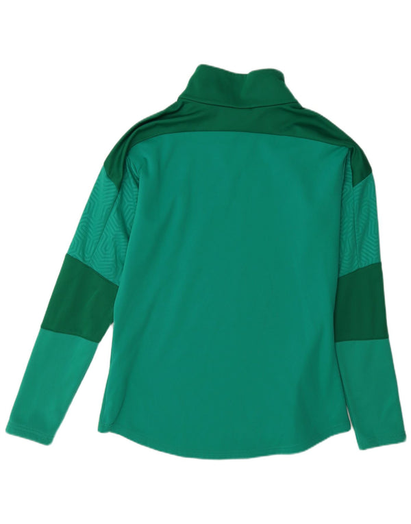Felpa Puma da uomo con zip e collo, maglione, poliestere color block verde medio