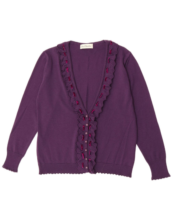Maglione Cardigan Donna Renato Balestra IT 50 XL Viola Lana Merino