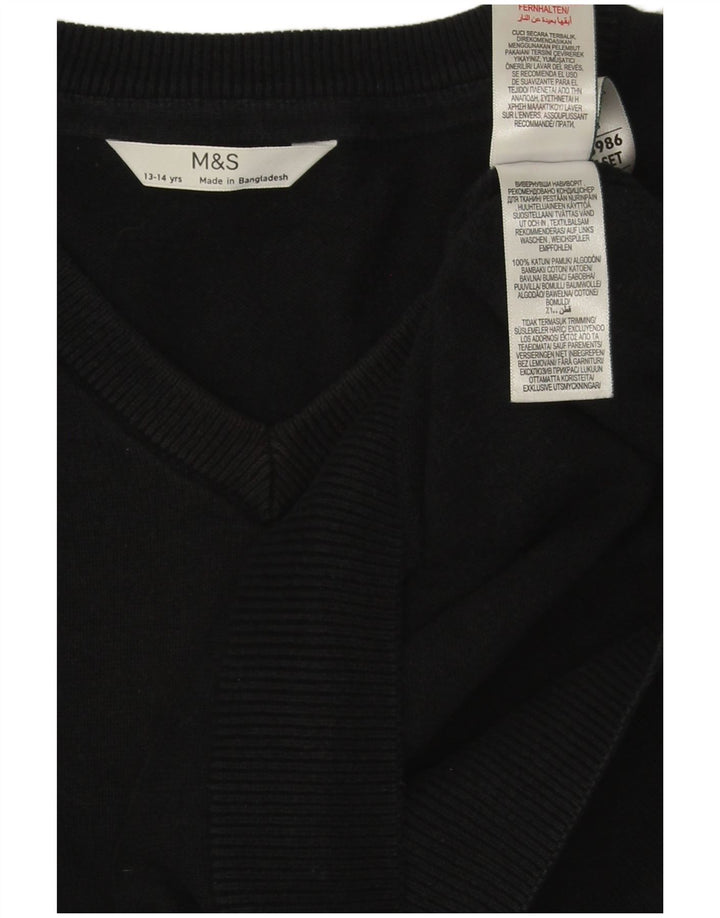 Maglione Marks & Spencer da bambino con scollo a V 13-14 anni in cotone nero