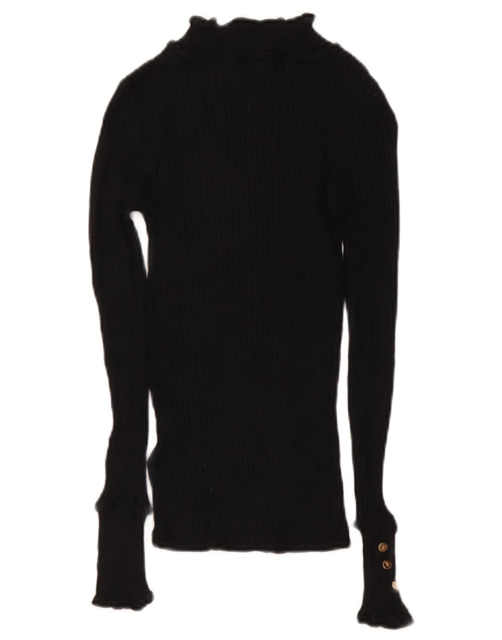 Topshop Maglione da donna con collo alto e collo alto UK 8 piccolo in viscosa nera