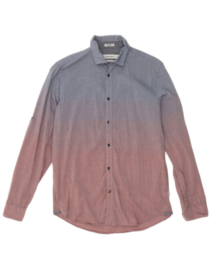Camicia Calvin Klein da uomo dalla vestibilità classica, piccola, in cotone color block blu