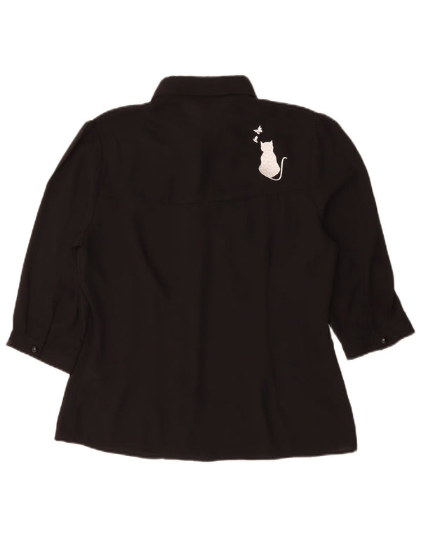 Camicetta a maniche corte con grafica vintage da donna UK 14 media nera