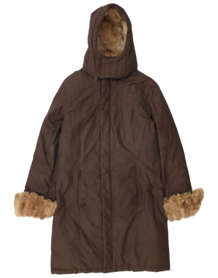 Cappotto imbottito con cappuccio da donna Woolrich UK 14 Cotone marrone medio