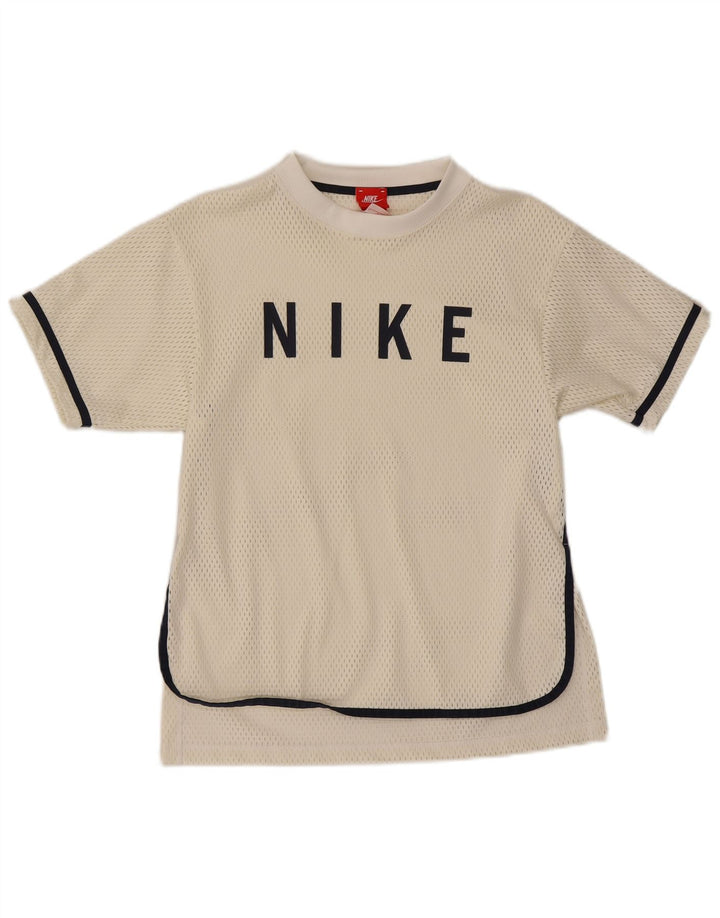 T-shirt grafica da uomo Nike Top piccola sportiva in poliestere bianco