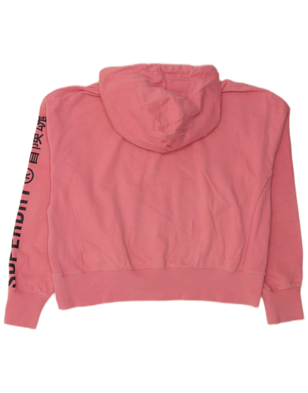 Felpa con cappuccio oversize con grafica corta da donna SUPERDRY UK 16 grande rosa