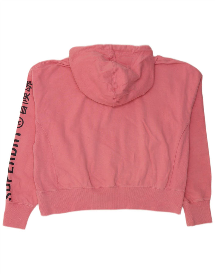 Felpa con cappuccio oversize con grafica corta da donna SUPERDRY UK 16 grande rosa