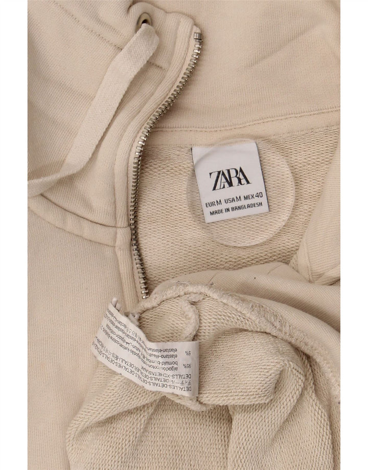 Felpa Zara da uomo con collo con zip, maglione, cotone beige medio