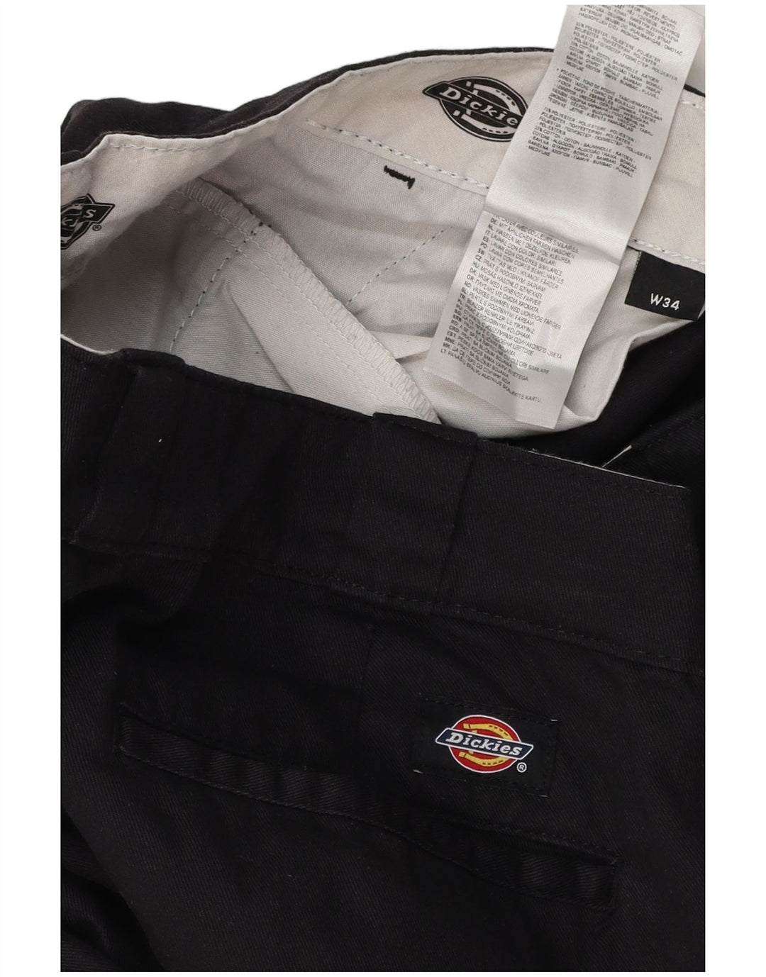 DICKIES Pantaloni chino dritti da uomo W34 L31 poliestere nero