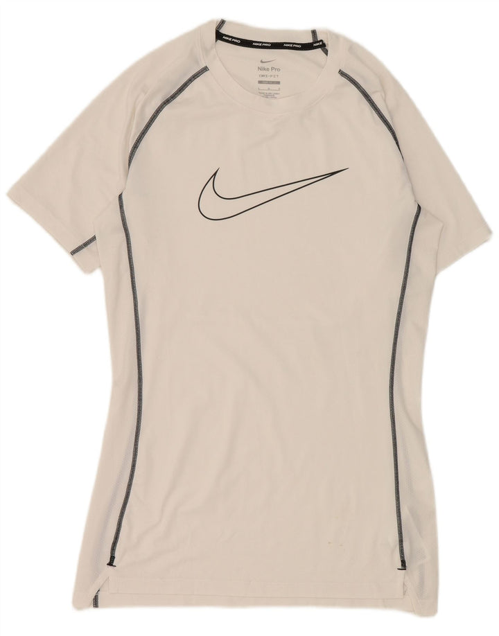 T-shirt grafica Nike Dri Fit da uomo, grande, in poliestere bianco
