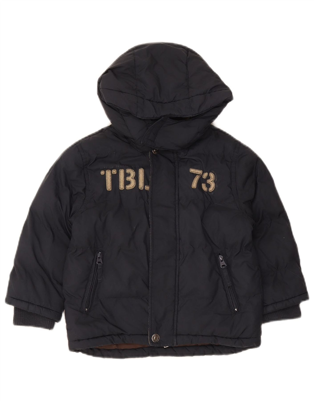 Giacca imbottita con cappuccio grafica per ragazzi Timberland 3-4 anni in poliestere blu navy