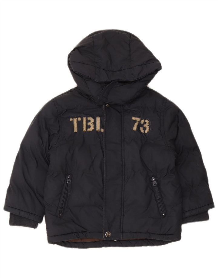 Giacca imbottita con cappuccio grafica per ragazzi Timberland 3-4 anni in poliestere blu navy