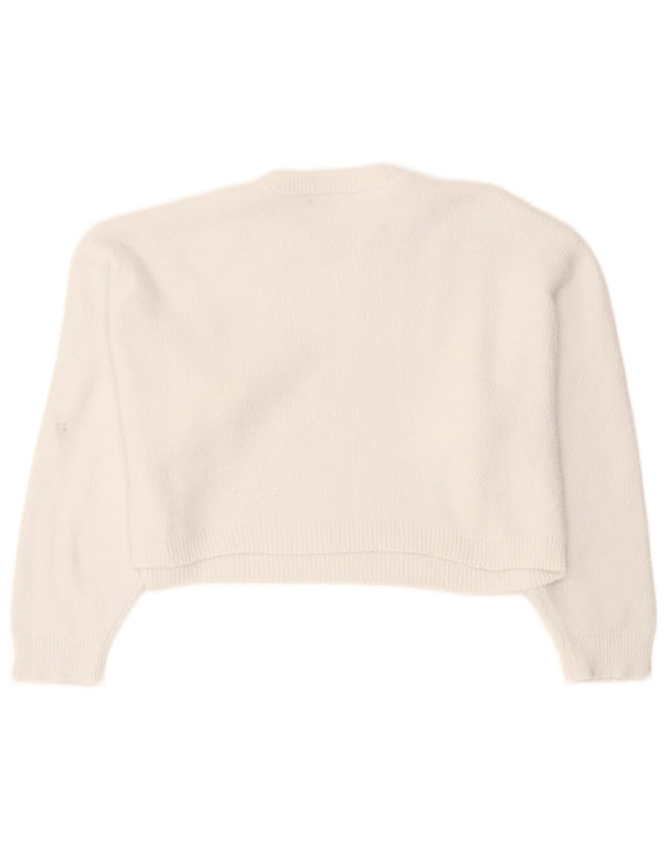 Maglione corto girocollo oversize da donna Zara UK 10 piccolo bianco