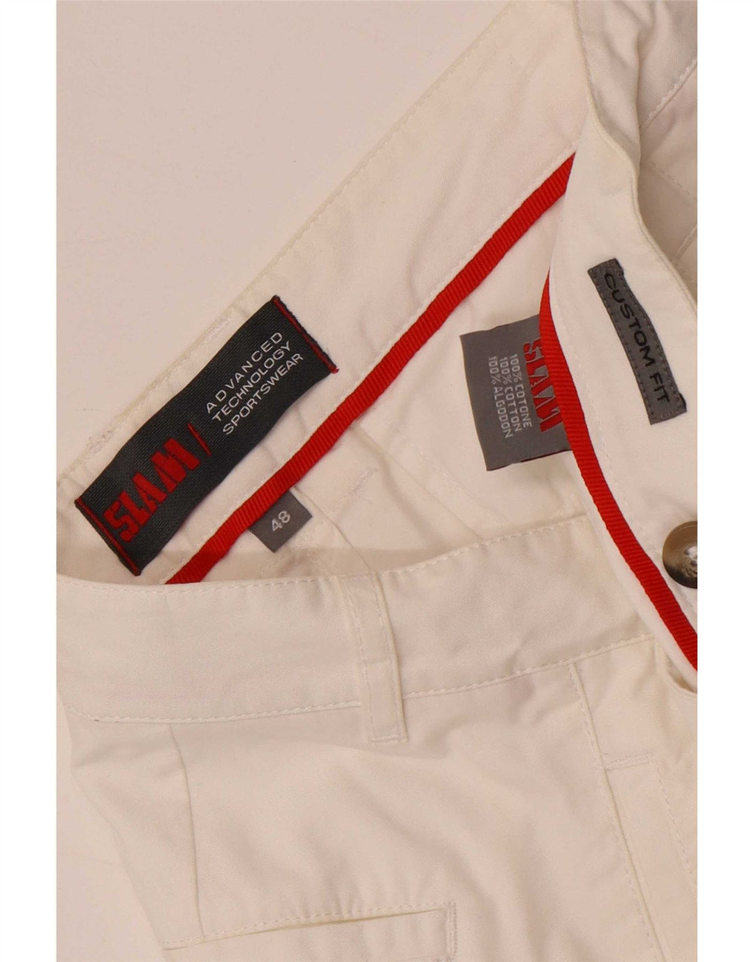 Pantaloncini chino Slam da uomo su misura IT 48 medio W32 cotone bianco