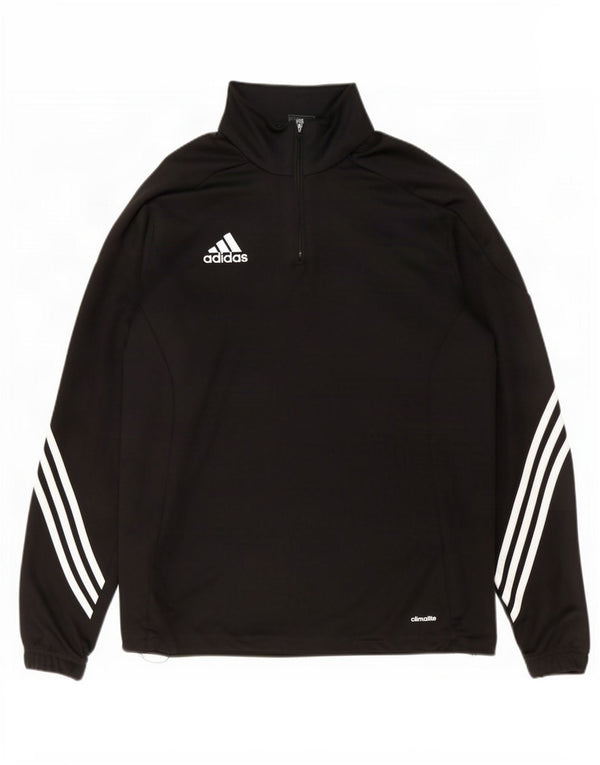 Adidas Uomo Climalite Zip Neck Pullover Tuta Top Large Nero Poliestere