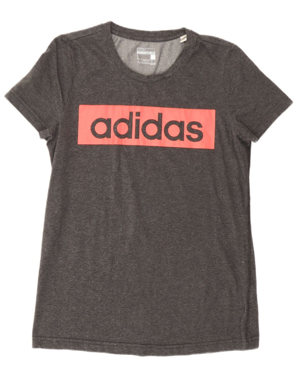 T-shirt grafica Adidas Climalite da donna UK 16/18 grande cotone grigio