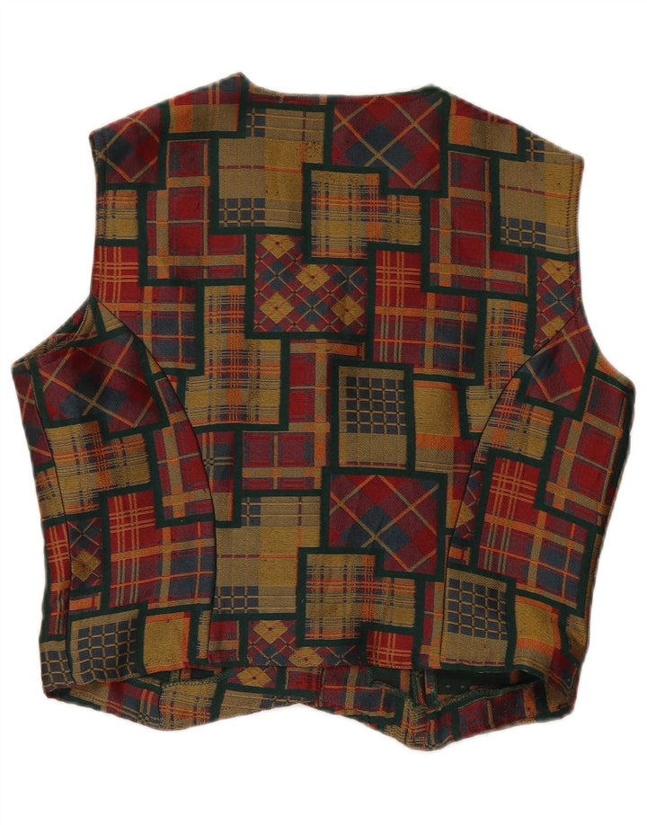 Gilet corto da donna vintage UK 14 Patchwork medio multicolore