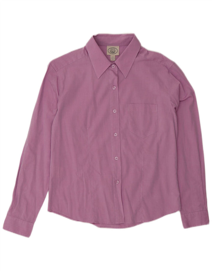 LAURA ASHLEY Camicia da donna UK 10 Piccolo cotone viola