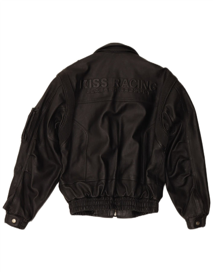 Giacca da corsa in pelle grafica da uomo EUROX UK 40 grande in pelle nera