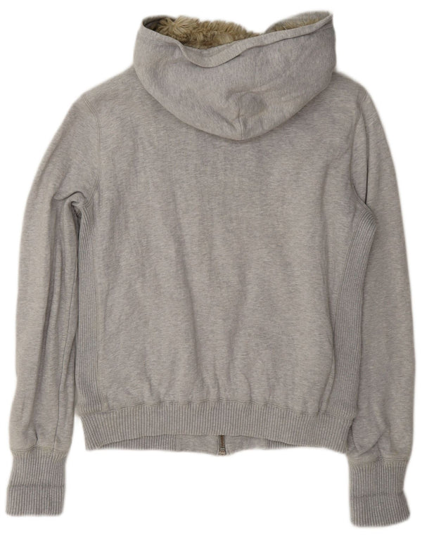 Maglione con cappuccio e zip Sherpa da donna Benetton UK 16 Grande cotone chiazzato grigio
