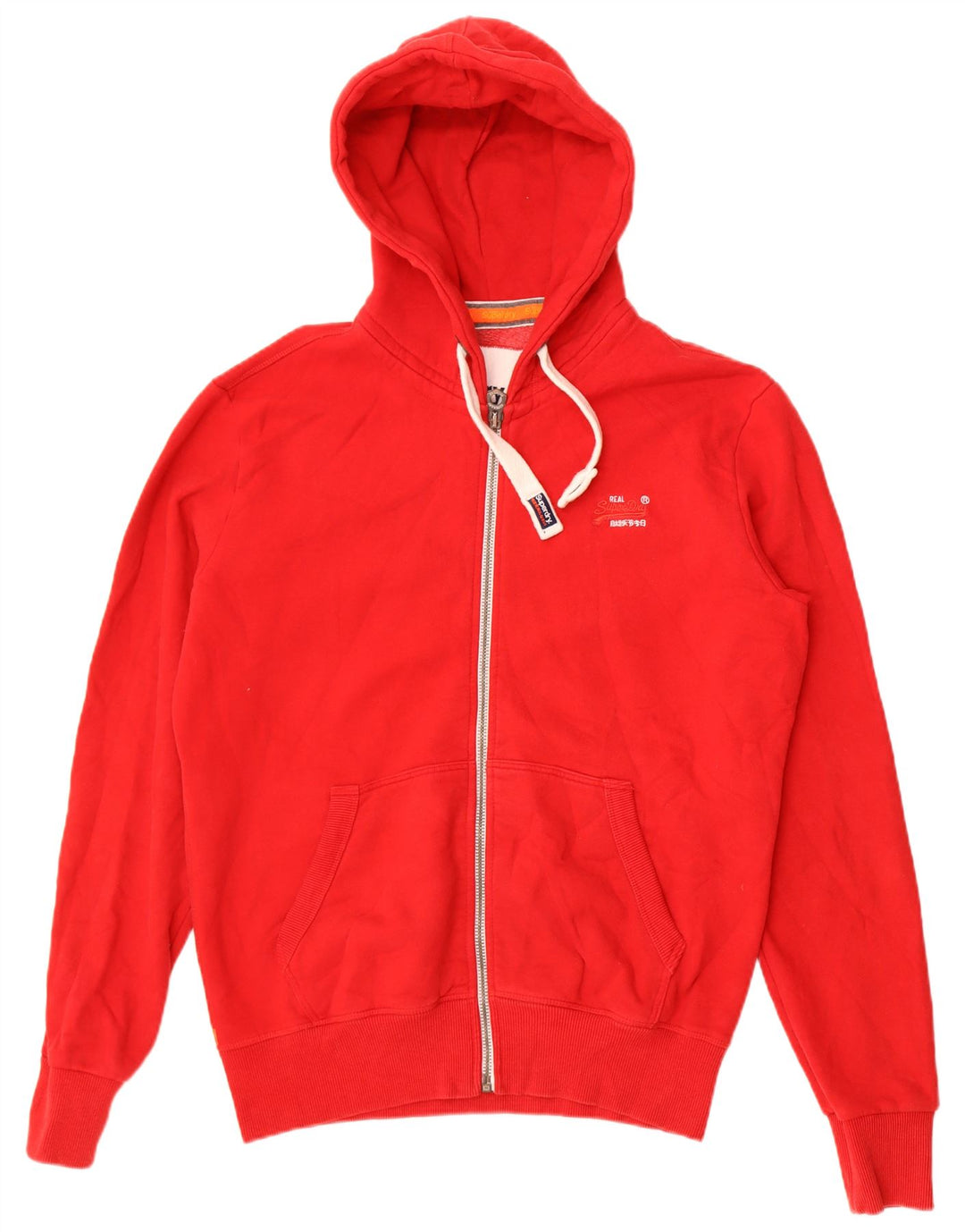 Maglione con cappuccio e zip da uomo Superdry grande in cotone rosso