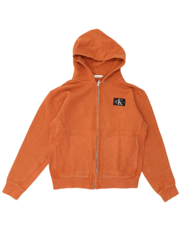 Maglione con cappuccio e zip per ragazze Calvin Klein 15-16 anni in cotone arancione