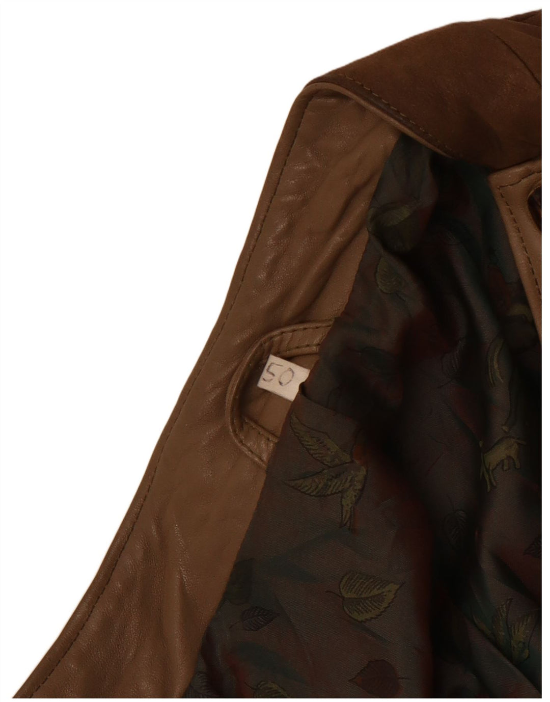 Giacca in pelle vintage da uomo IT 50 grande marrone