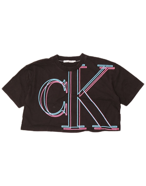 T-shirt grafica oversize corta da donna Calvin Klein Top UK 18 XL Nera