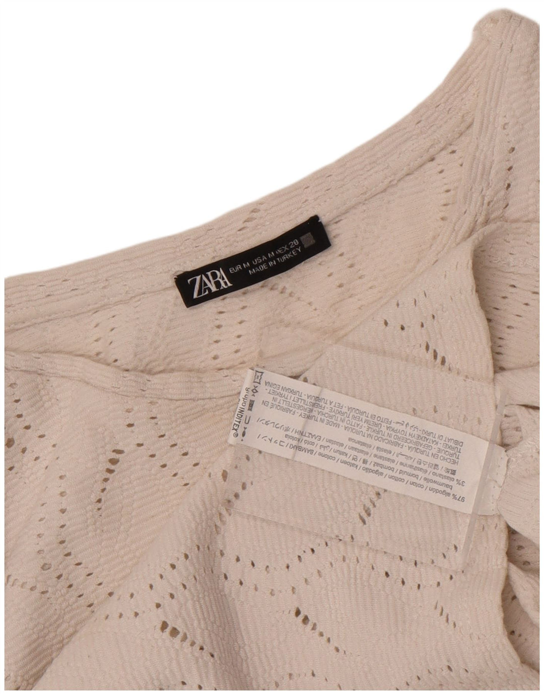 Top corto da donna Zara in camicetta UK 12 cotone bianco medio