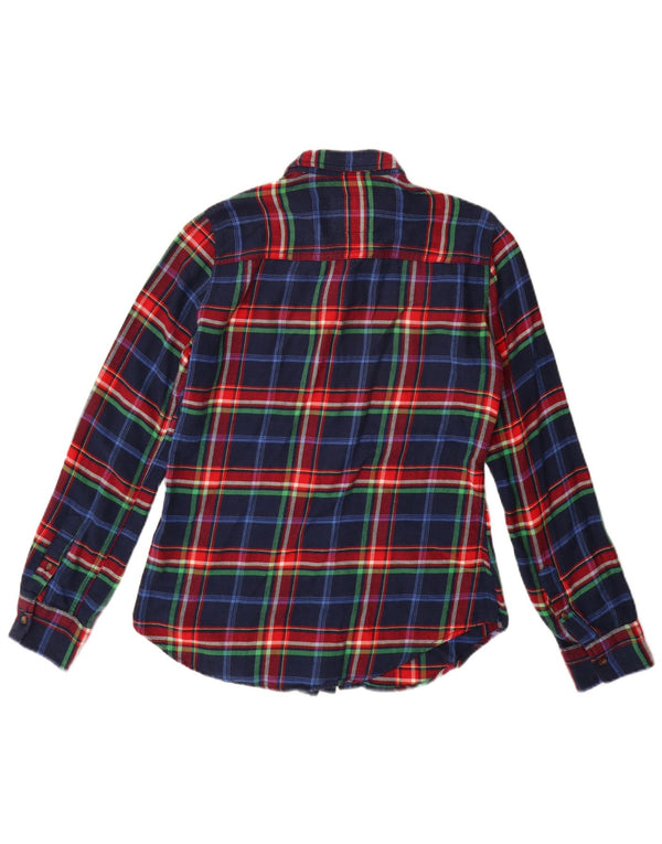 Camicia di flanella da donna Abercrombie & Fitch UK 10 piccolo quadretto blu navy