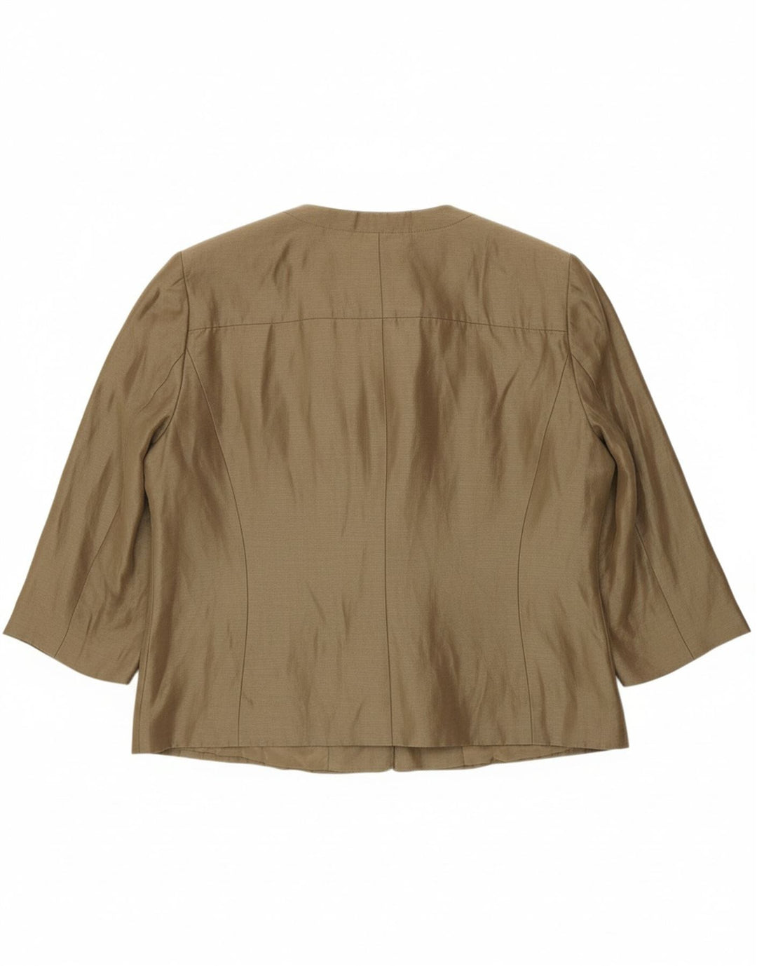 FENN WRIGHT MANSON Womens 3/4 Sleeve Blazer Jacket UK 18 XL Brown Linen