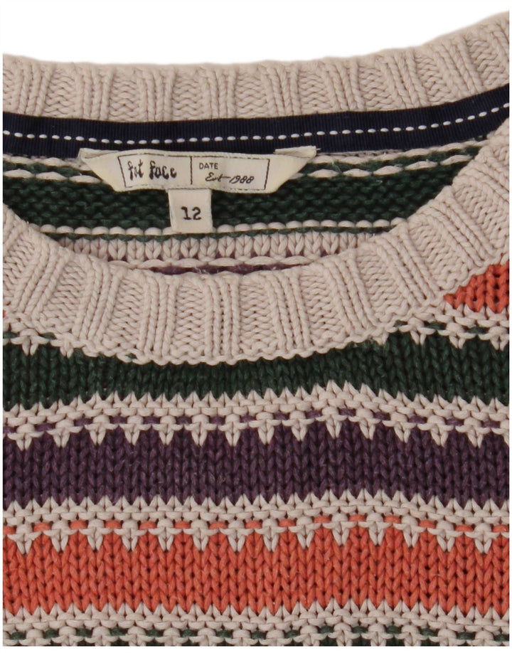 FAT FACE Womens Boat Neck Jumper Sweater UK 12 Medium Multicoloured