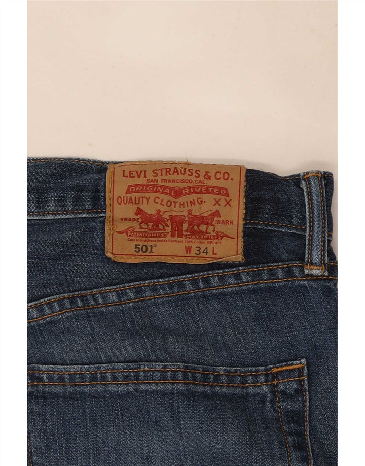 Pantaloncini di jeans Levi's 501 da uomo W34 di grandi dimensioni in cotone blu
