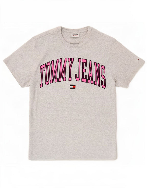 T-shirt grafica da donna Tommy Hilfiger Top UK 10 piccolo cotone grigio