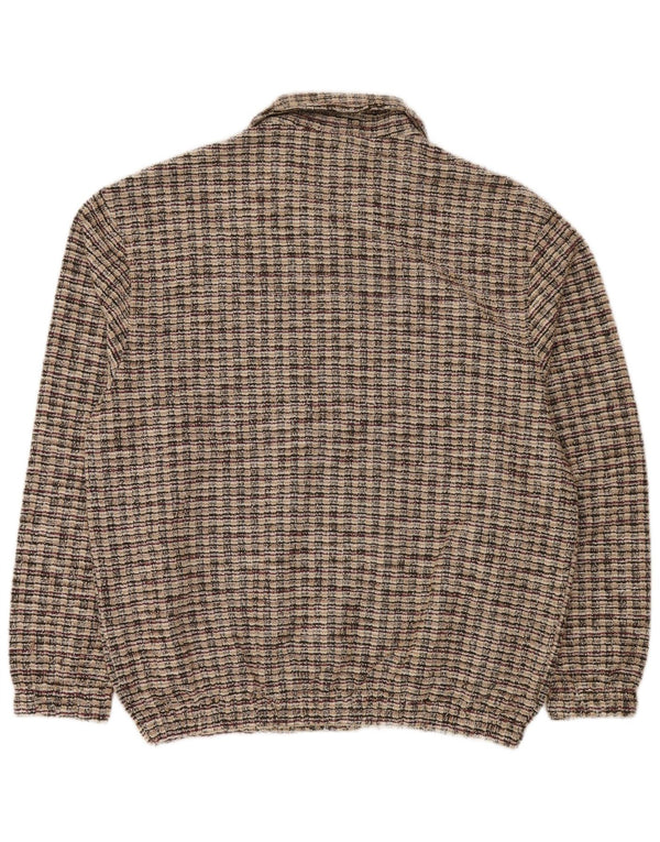 Maglione cardigan da uomo Zara in poliestere scozzese grande beige