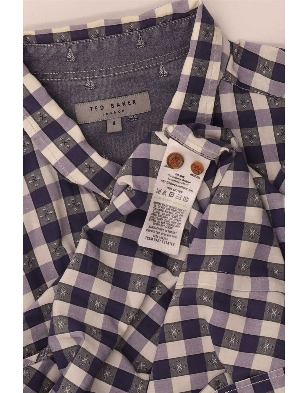 Ted Baker Camicia da uomo Taglia 4 Grande Cotone a quadretti viola
