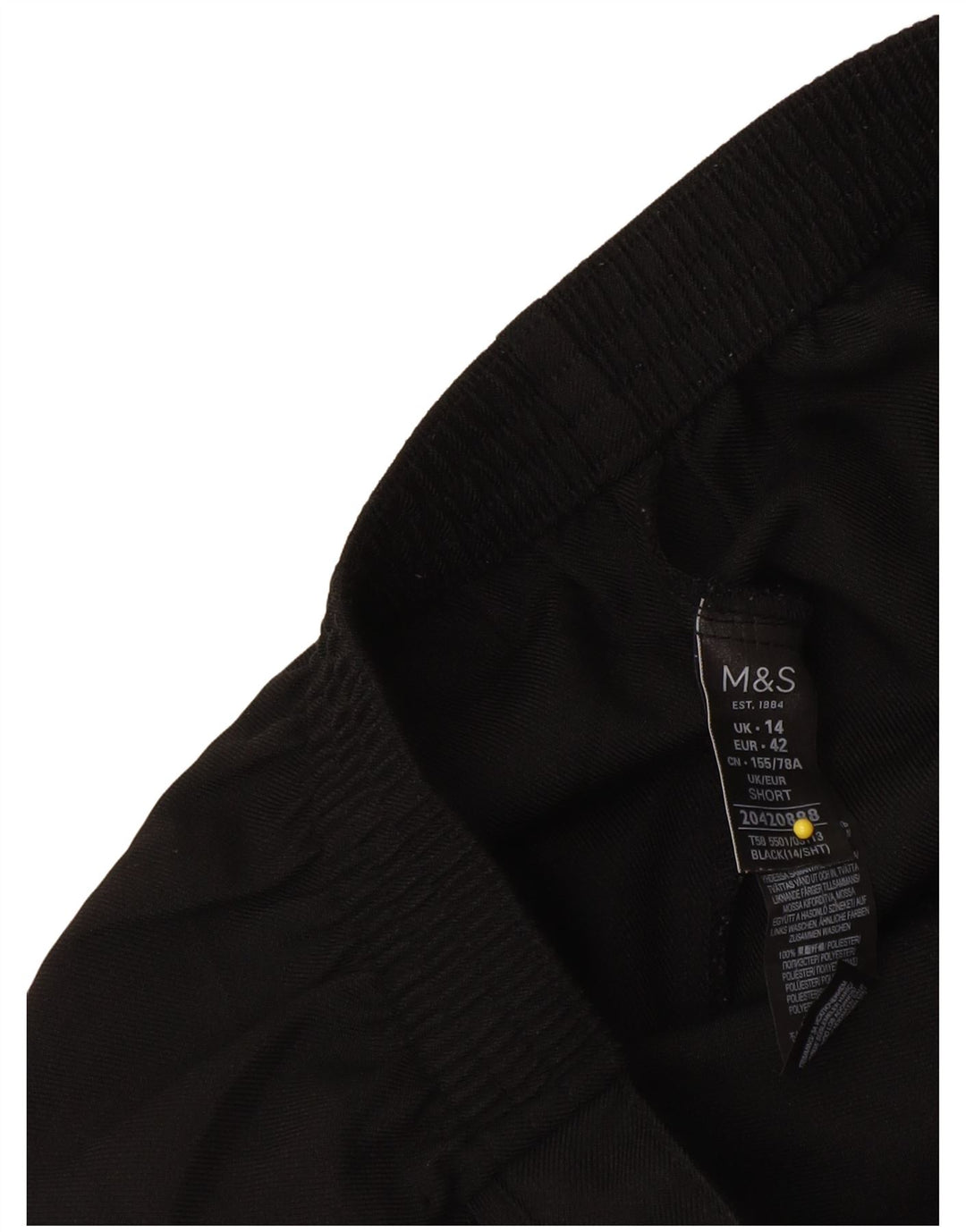 Pantaloni corti da donna Marks & Spencer UK 14 Large W34 L24 Poliestere nero