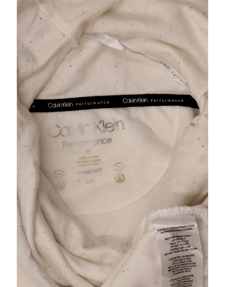 Calvin Klein - Felpa da donna con collo alto, maglione, UK 14, medio, bianco