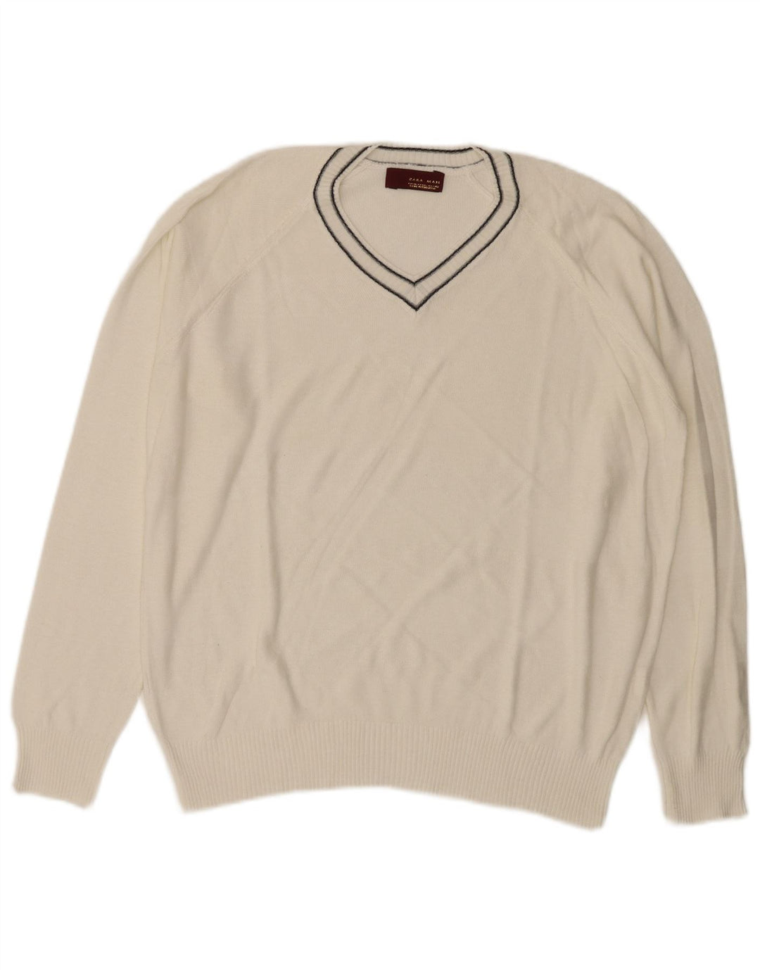 Maglione Zara da uomo con scollo a V XL bianco