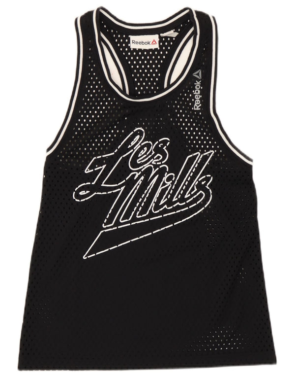 Canotta Reebok da donna con grafica trasparente UK 4/6 XS poliestere nero