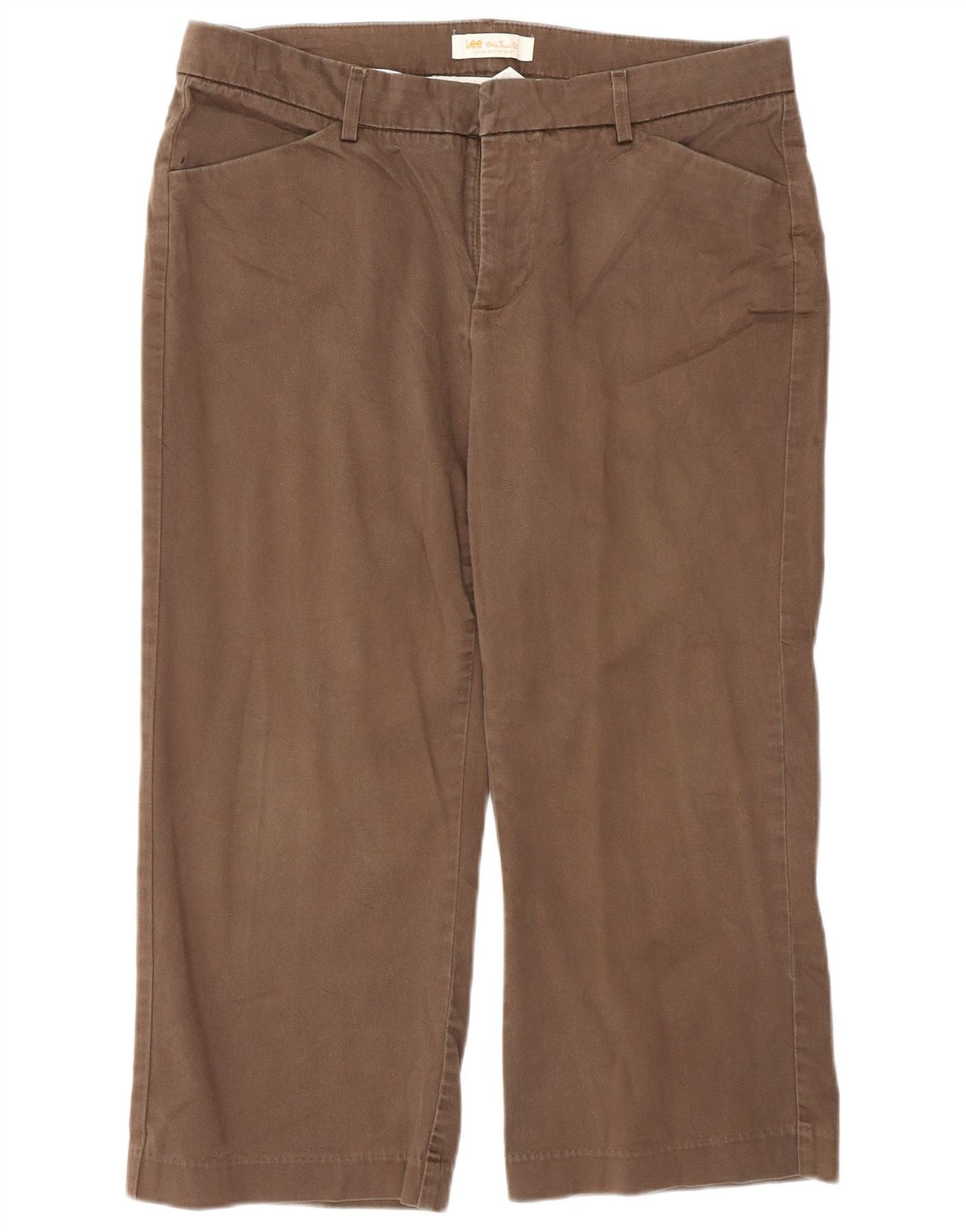 Pantaloni Capri dritti Petite da donna Lee US 11/12 Large W32 L22 Marrone