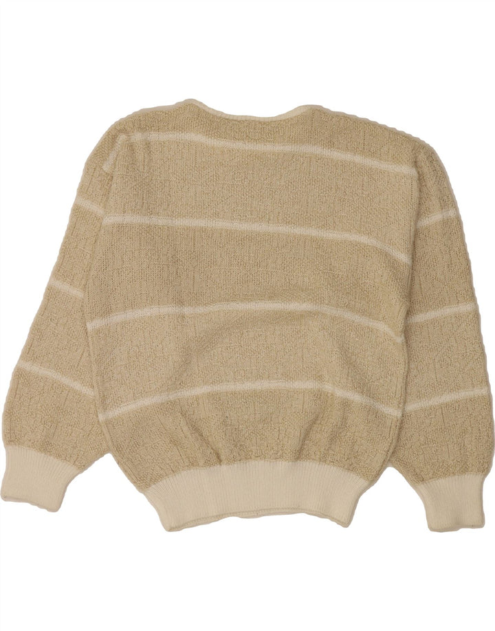 VINTAGE Womens Crew Neck Jumper Sweater EU 38 Medium Beige Striped Acrylic Vintage Vintage and Second-Hand Vintage from Messina Hembry 