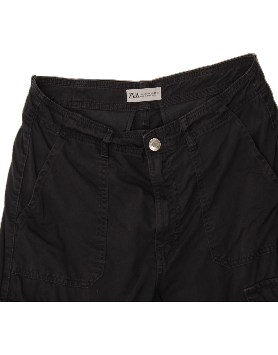 ZARA Womens Straight Cargo Trousers US 8 Medium W30 L29 Grey Cotton Vintage Zara and Second-Hand Zara from Messina Hembry 
