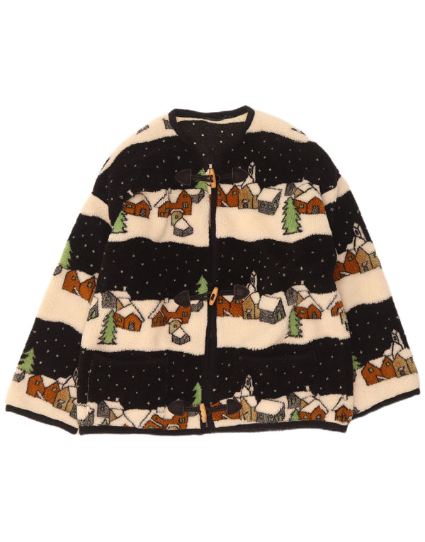 Giacca in pile vintage da donna con vestibilità novità UK 18 XL multicolore invernale
