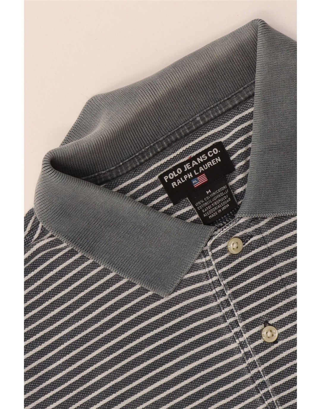 Polo Ralph Lauren Camicia da uomo in cotone gessato blu medio
