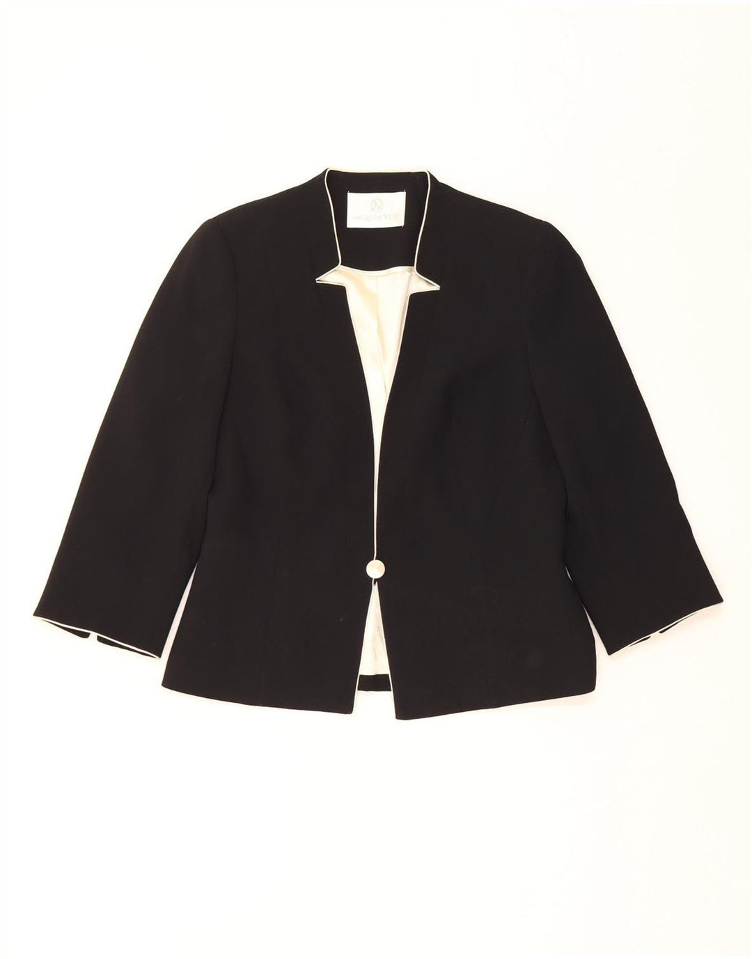 JAQUES VERT Giacca blazer da donna con maniche a 3/4 e 1 bottone UK 10 piccola nera