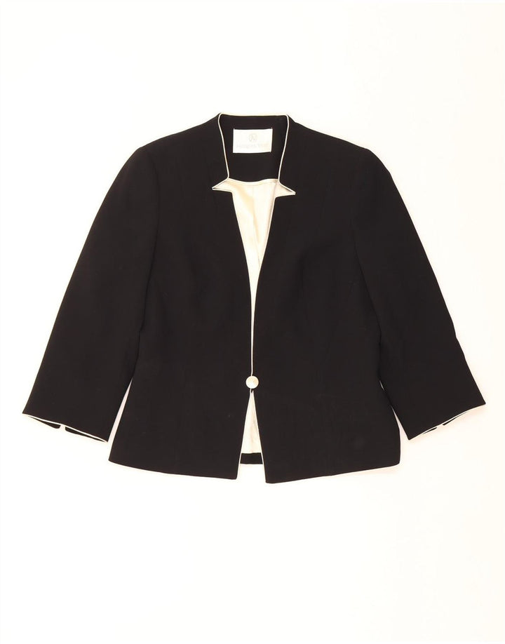 JAQUES VERT Giacca blazer da donna con maniche a 3/4 e 1 bottone UK 10 piccola nera